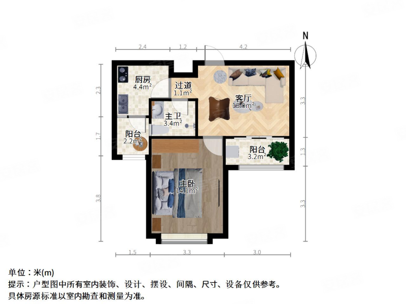 馨汇佳苑1室1厅1卫57.64㎡南215万