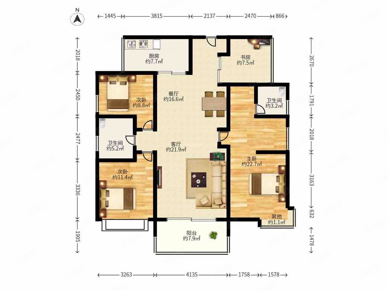 香蜜湖深业中城高楼层双龙抱珠三面采光厅出阳台全新毛坯价格可谈