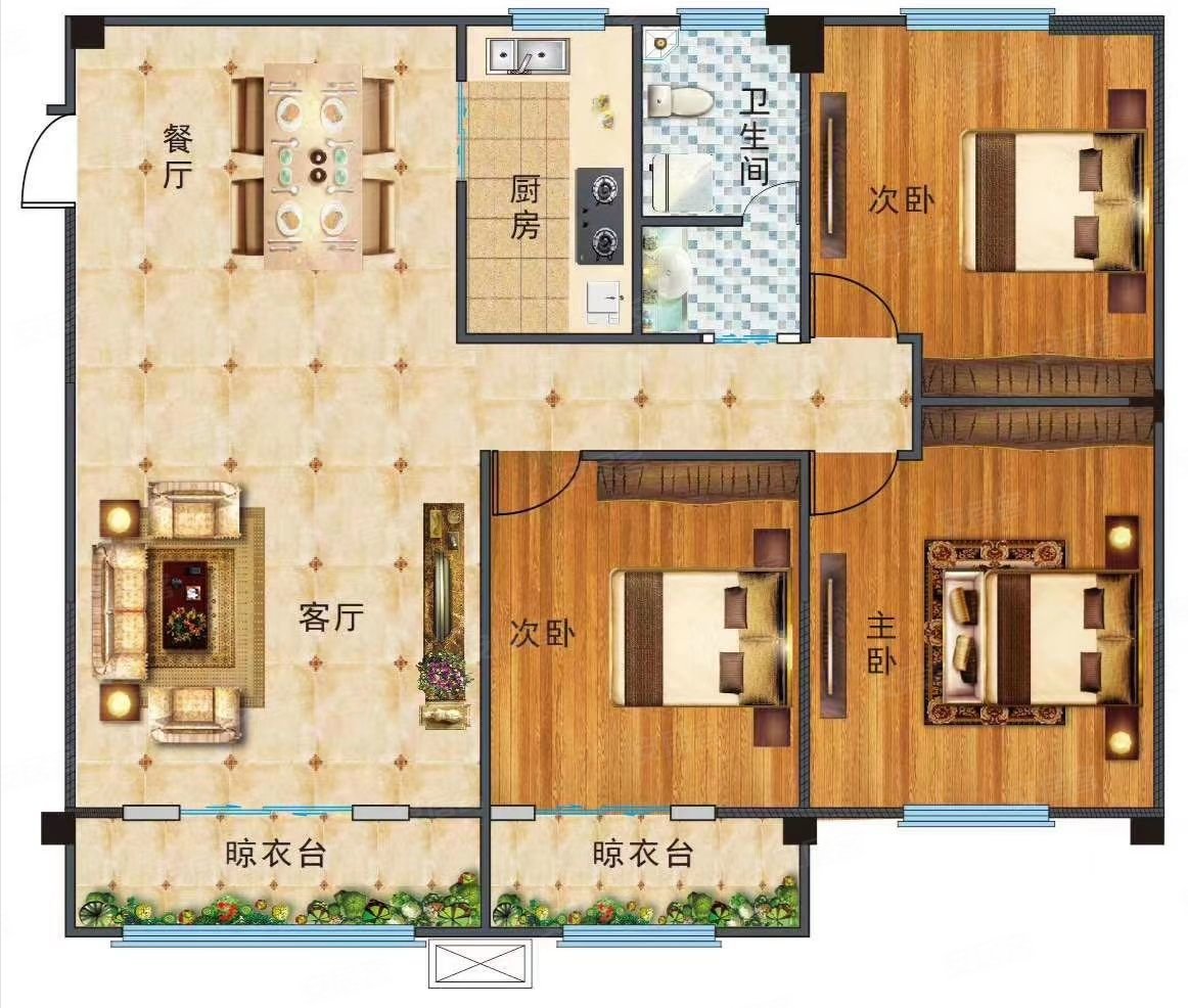 锦绣园高层出售三室两厅一厨一卫精装修家具家电齐全拎包入住
