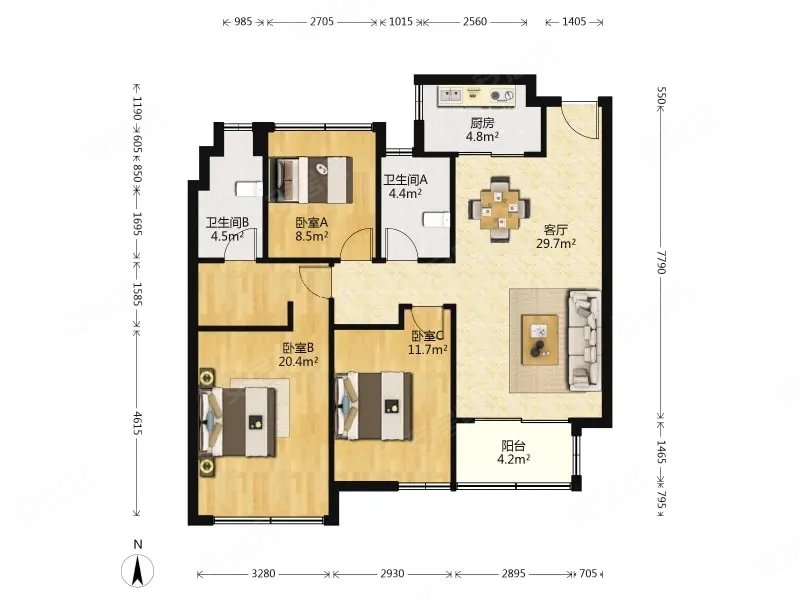 二十几楼采光视野好蓝光天悦城自住精装3房价可谈有钥