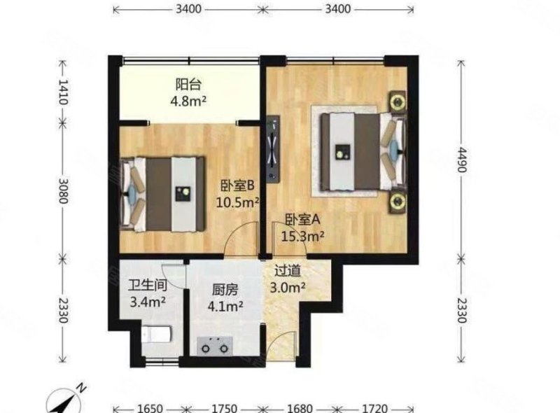 长新大楼2室1厅1卫61.21㎡北499万