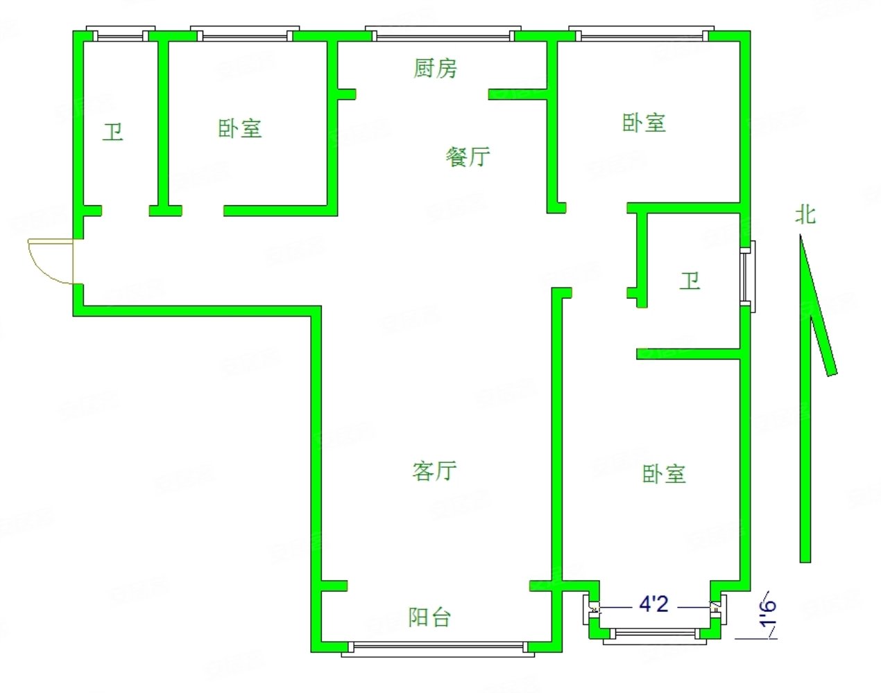 幸福里3室2厅2卫135㎡南北74.2万