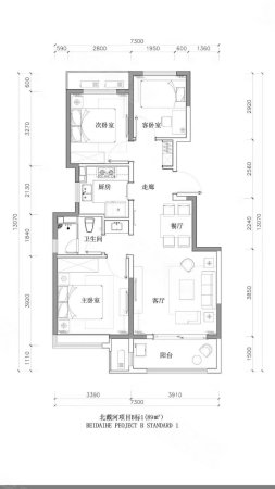 富力和园(一期)3室2厅1卫87.46㎡南北58万