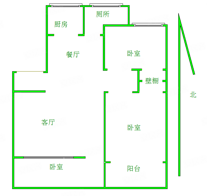 东部风景3室2厅1卫104㎡南北66.8万