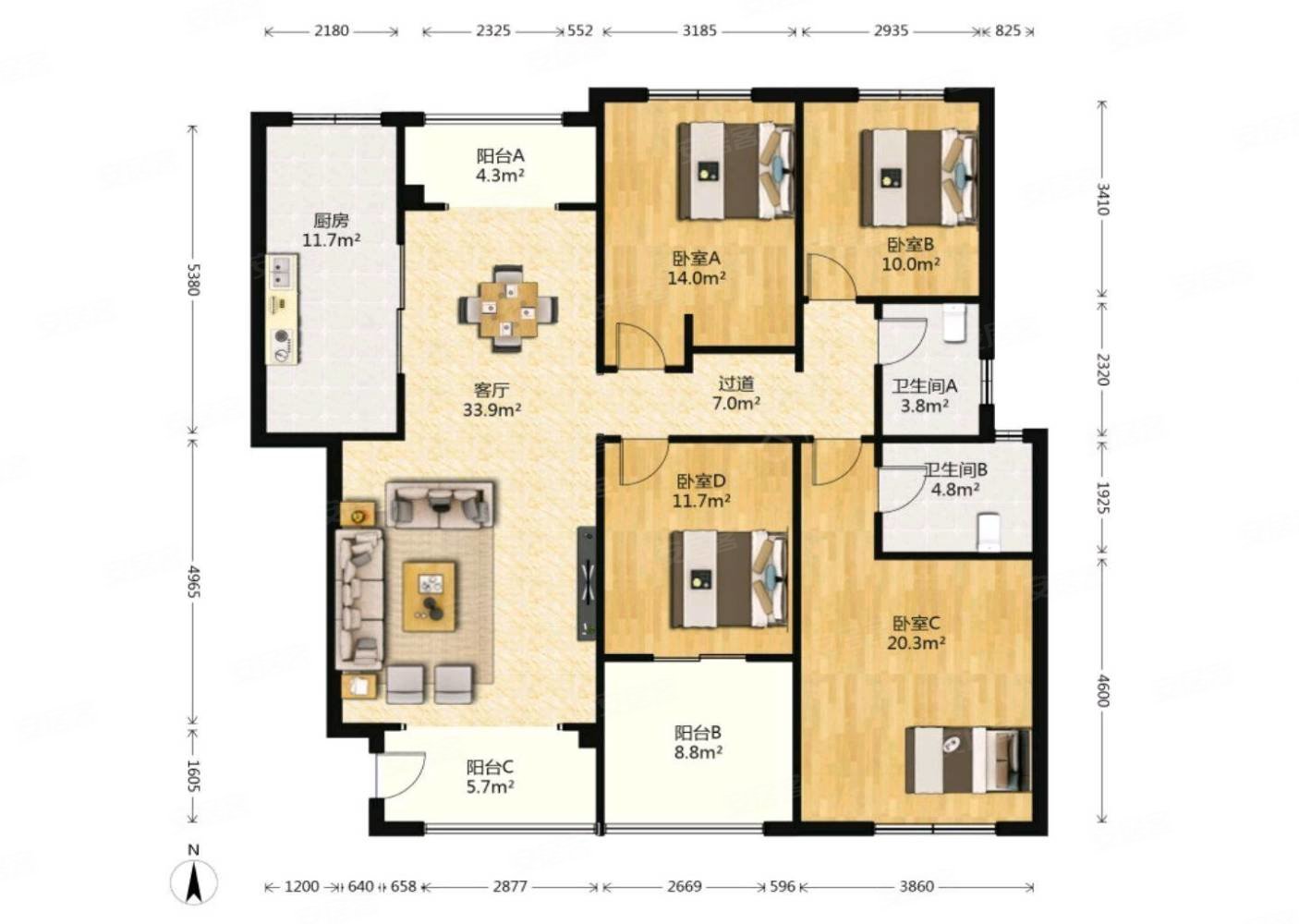 航天基地龙湖花千树四室洋房豪装拎包入住送超大阳台