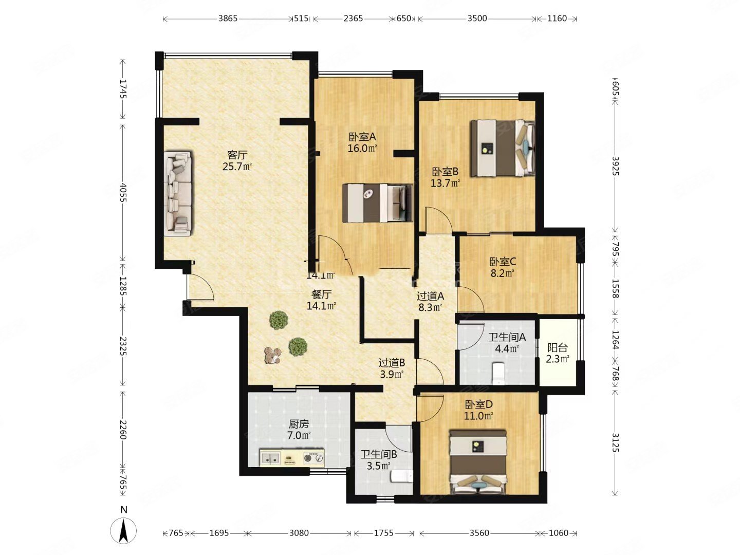 单价3800呈贡东盟森林136平精装4房满2年正常贷款