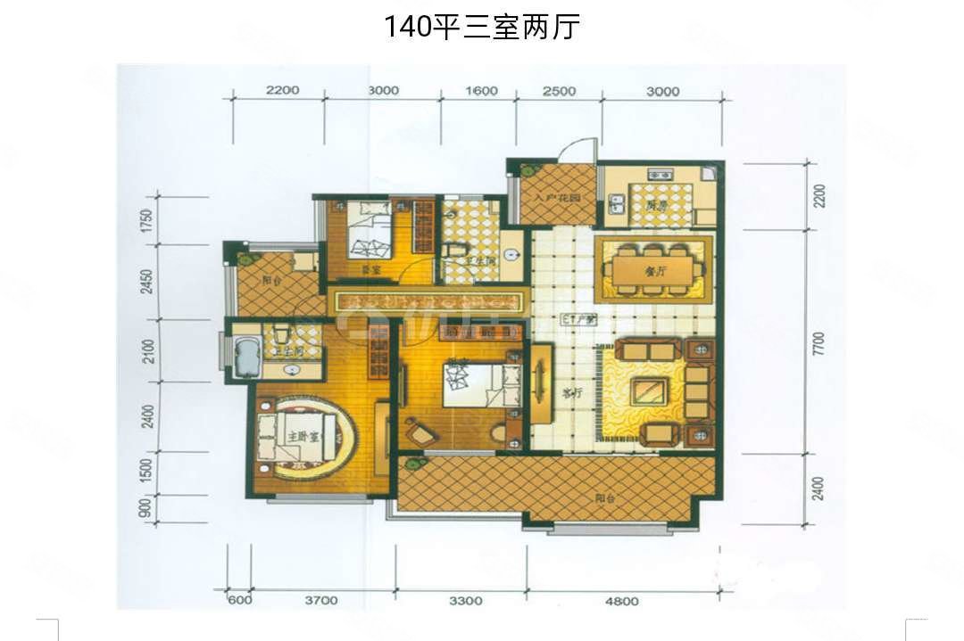 136平3室毛坯南北通透东盟森林电梯房9