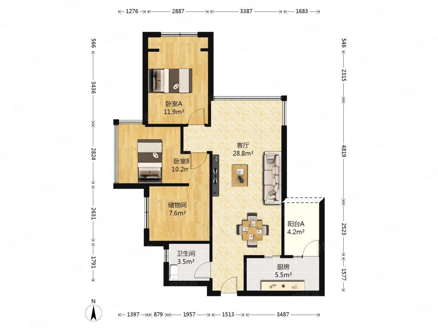 新城吾悦广场3室2厅简装