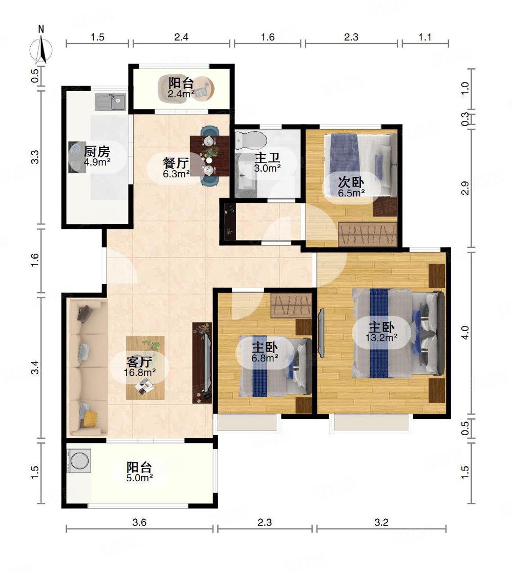 春晓苑二区正宗3房2厅南面有小院子诚心出售