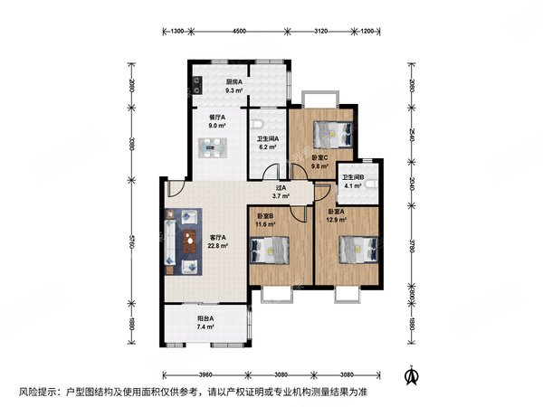 南京江宁东山武夷花园整租河定桥武夷花园3室2厅出租房源真实图片