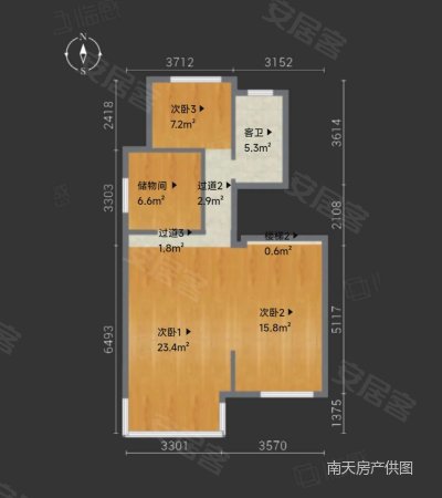 万科甲第十七4室2厅3卫170.38㎡南1288万