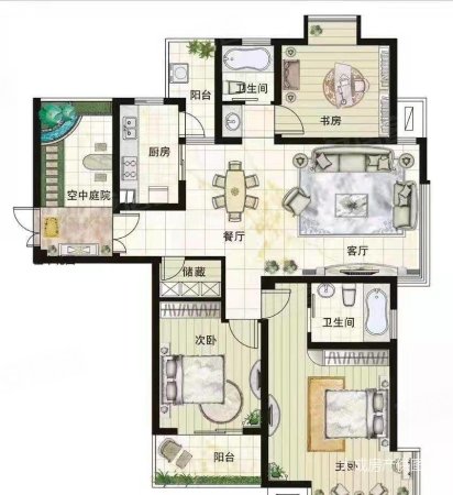 中天嘉园4室2厅4卫288㎡南北180万