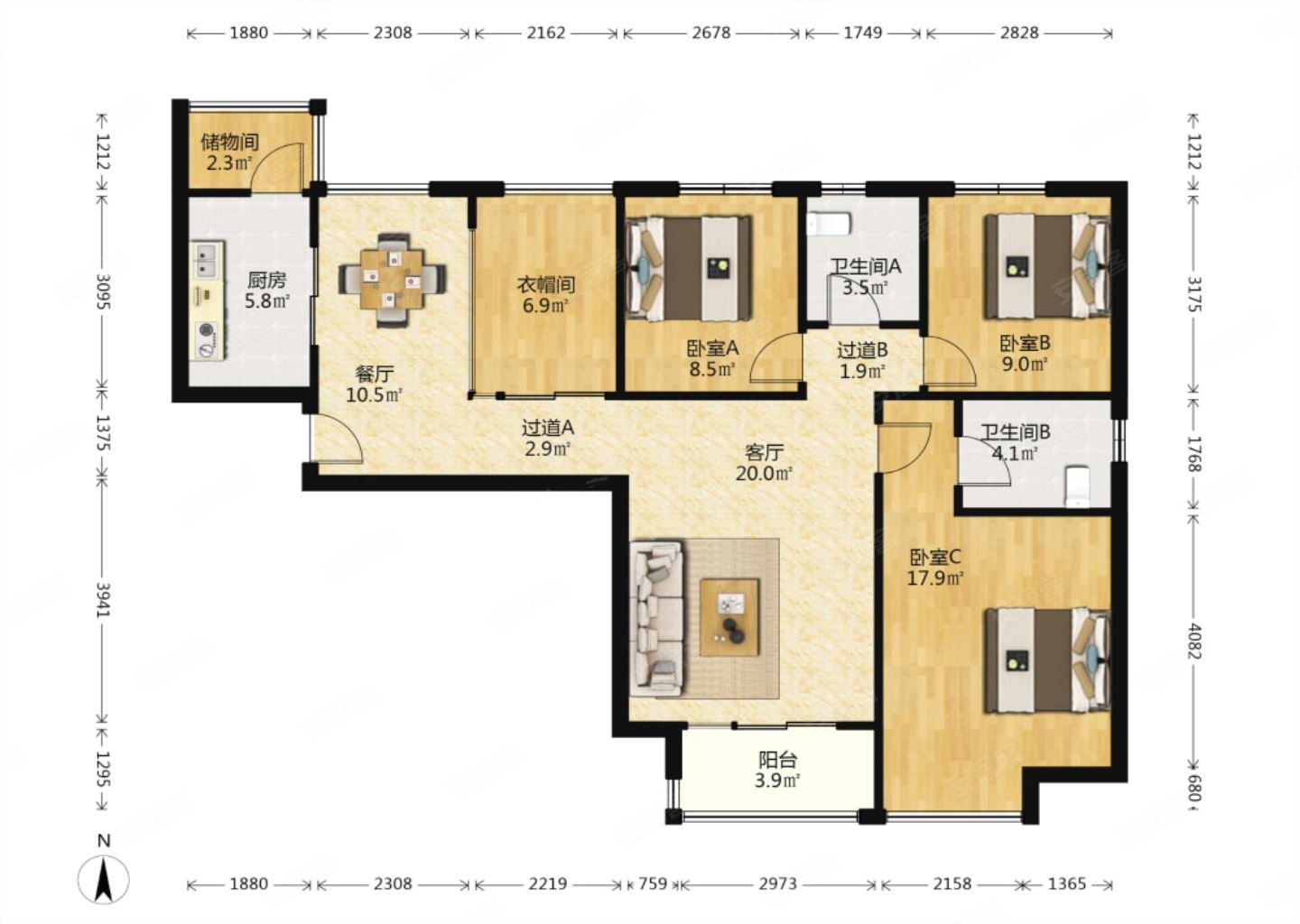 曲江3号线北池站中海观园b区南北三室精装自住
