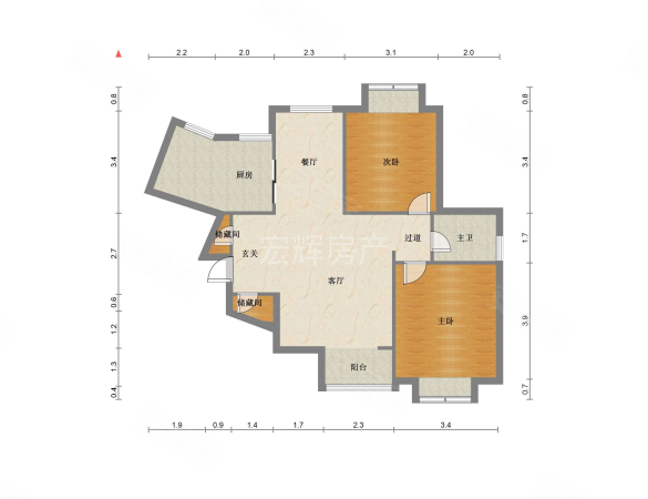 明珠家园2室2厅1卫94㎡南北95万