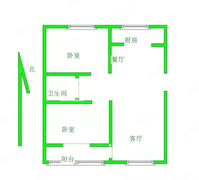 西苑新区2室2厅1卫101㎡南北60万