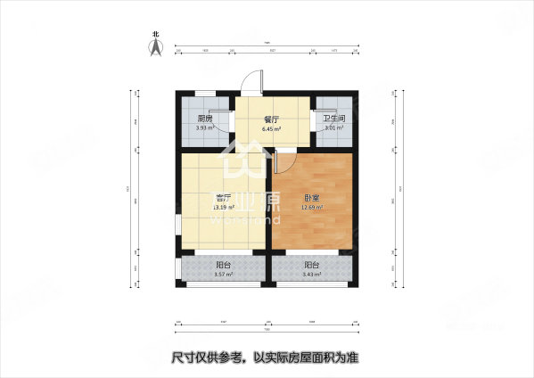 阳光南园1室1厅1卫68.59㎡南北110万