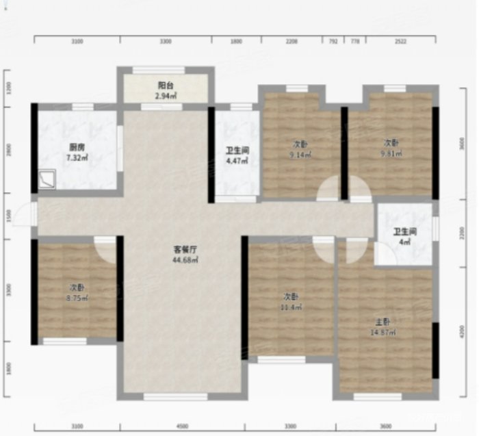 家装好房 君悦系列 五房两厅两卫 南北通透 得房率高