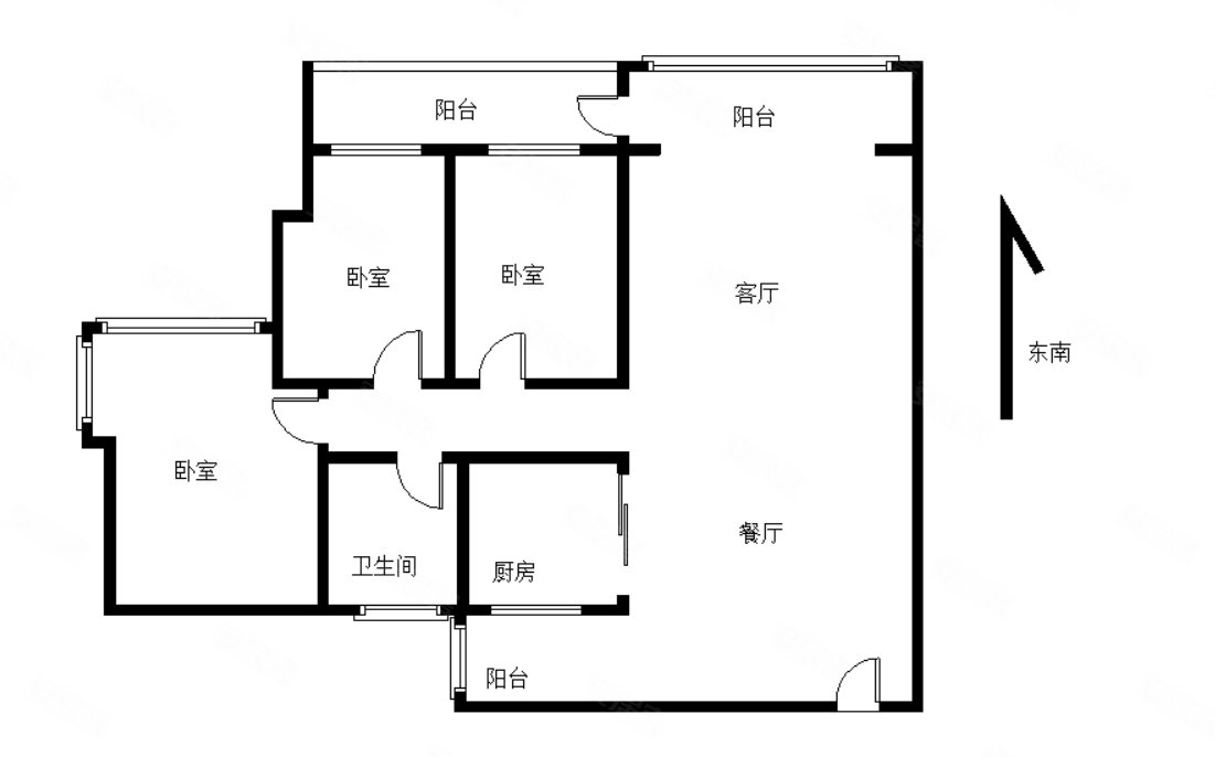 二城心作3室2厅1卫93㎡东南188万