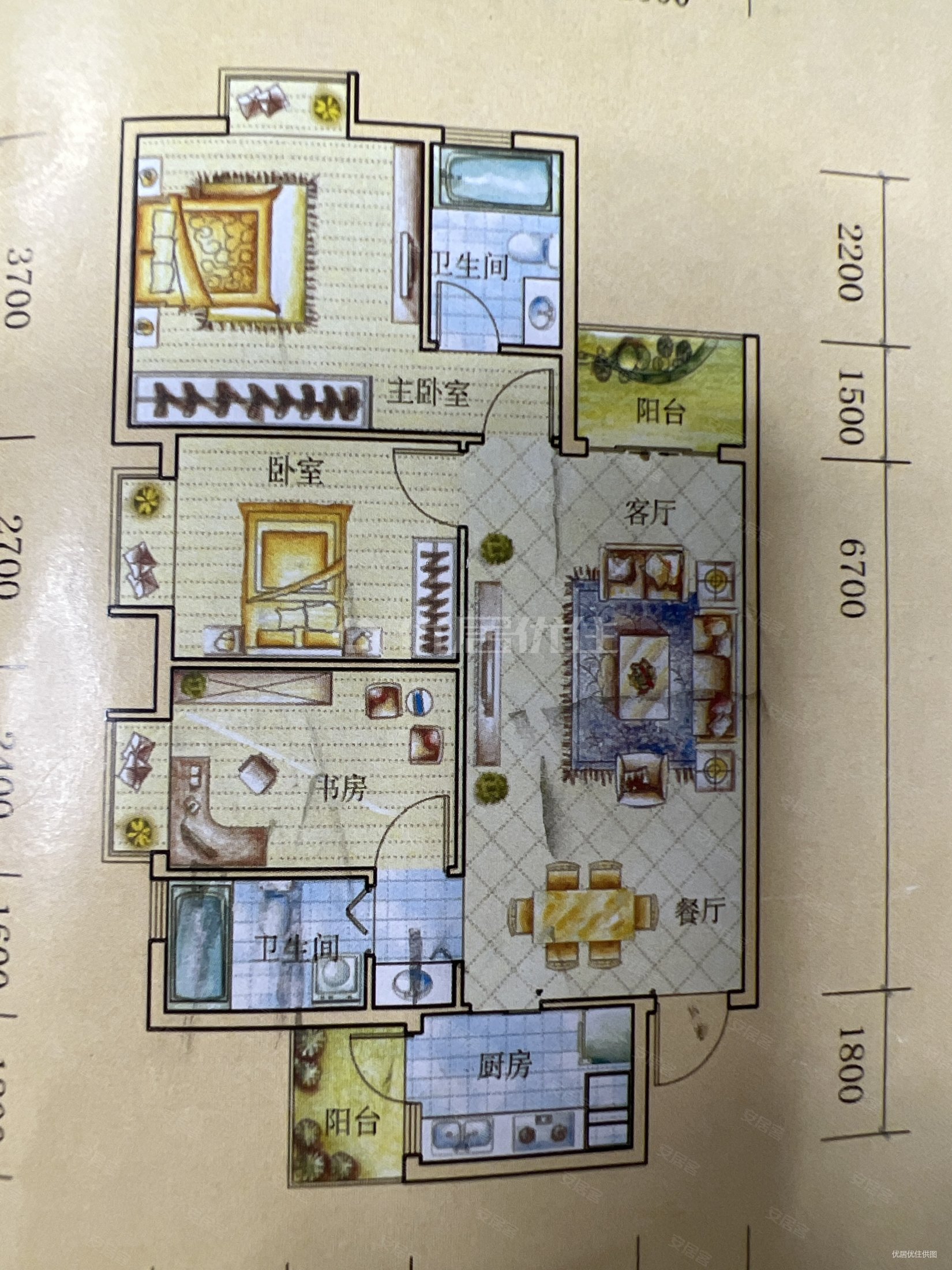 贵阳市花果园朝向北3室普装看房方便有钥匙