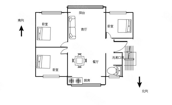 省委40号院3室2厅1卫66.6㎡南北95万