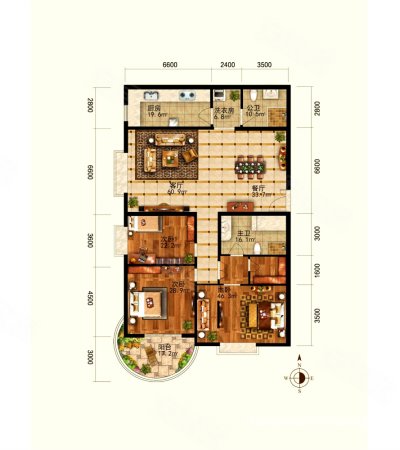 万国城moma3室2厅2卫157㎡西南2150万