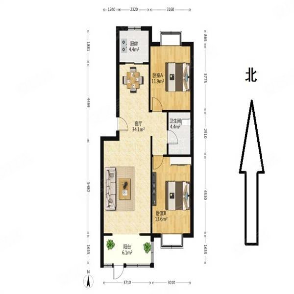 金色家园2室2厅1卫97平带院子很合适
