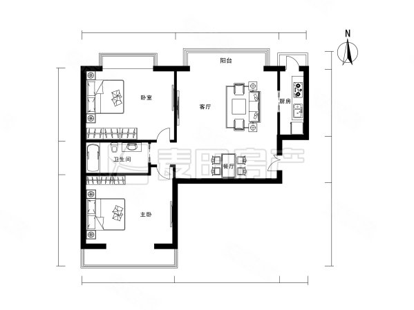 京师园2室1厅1卫90.31㎡南北890万