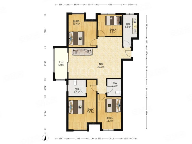 保利梧桐语 高新区 药科站 大四房 户型方正通透 诚心出售