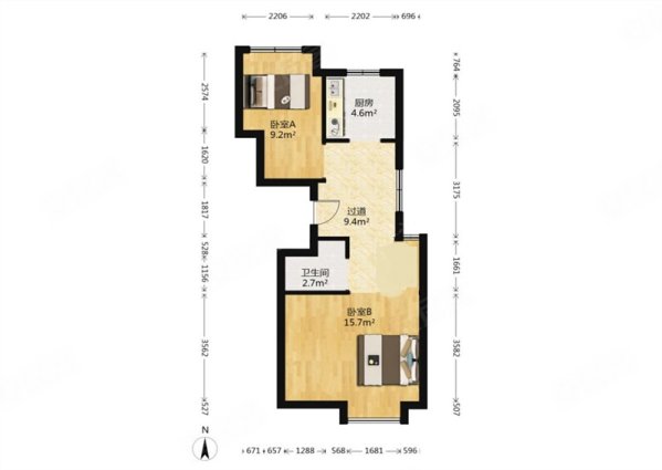 路劲赞成1室1厅1卫60㎡南北111万