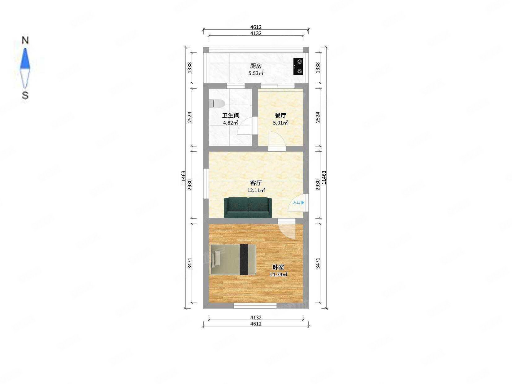 小61平中间楼层,锦云南园二手房,45万,1室2厅,1卫,61平米-大连安居客
