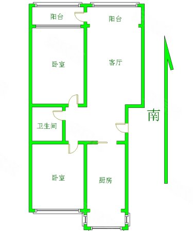 西泽园北区2室1厅1卫98.46㎡南北62万