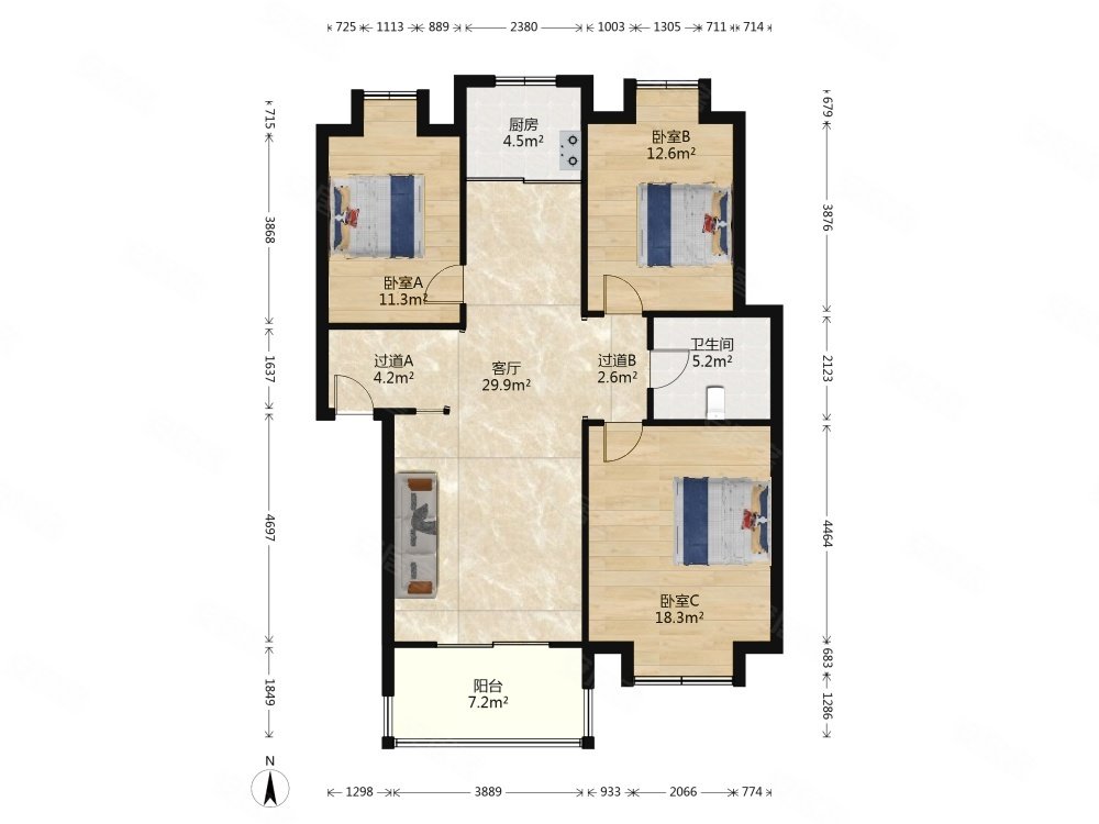 城市绿洲花园(二期) 近地铁 超低密度 三居 南北通透