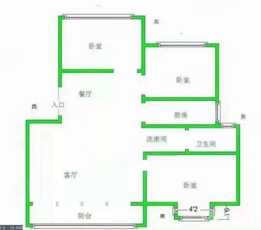 大悦福园3室2厅1卫101.65㎡南北58.6万