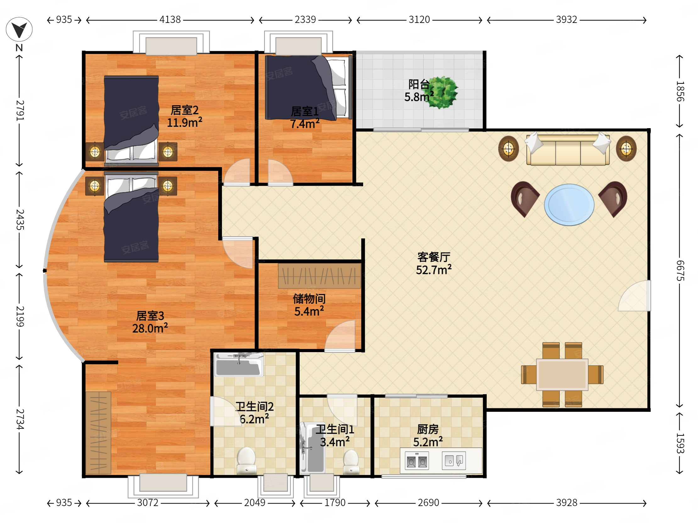 擎天华庭豪装4居室,凤凰楼层视野无遮挡,南北通透,擎天华庭二手房