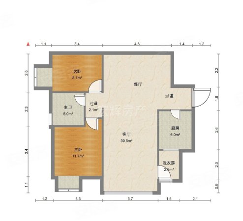 仁恒美林郡2室2厅1卫96.47㎡东南135万