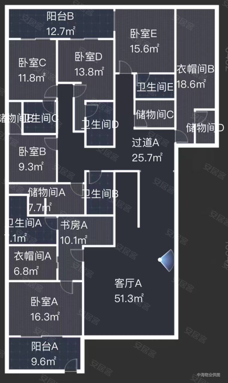 中海紫御豪庭(三期公寓住宅)9室3厅5卫593.69㎡南北2500万