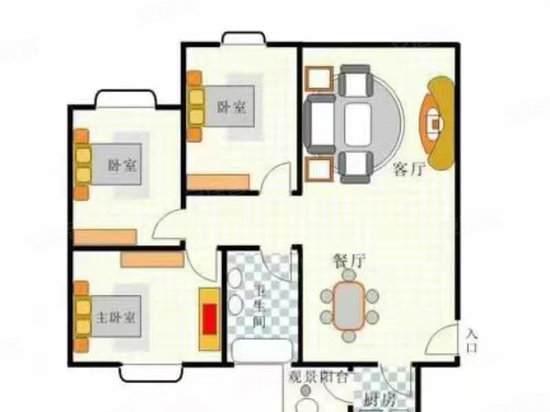 57w昕晖璟樾清水房3房双卫户型方正采光好位置好