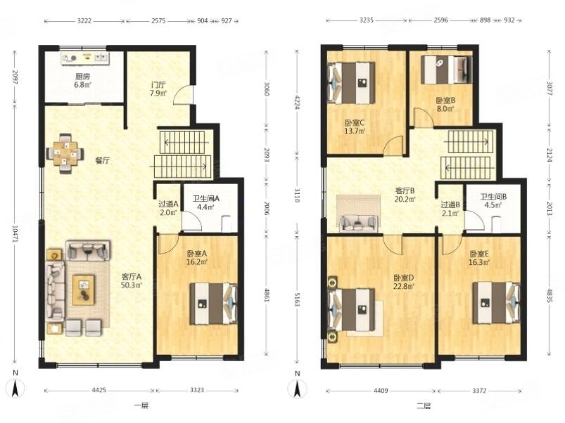 雪山金茂逸墅5室3厅2卫226.63㎡南北410万