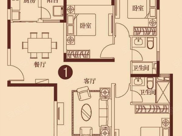 济南历城王舍人恒大城(二期8-10,13-15,18-22,29号楼)恒大城 三居室
