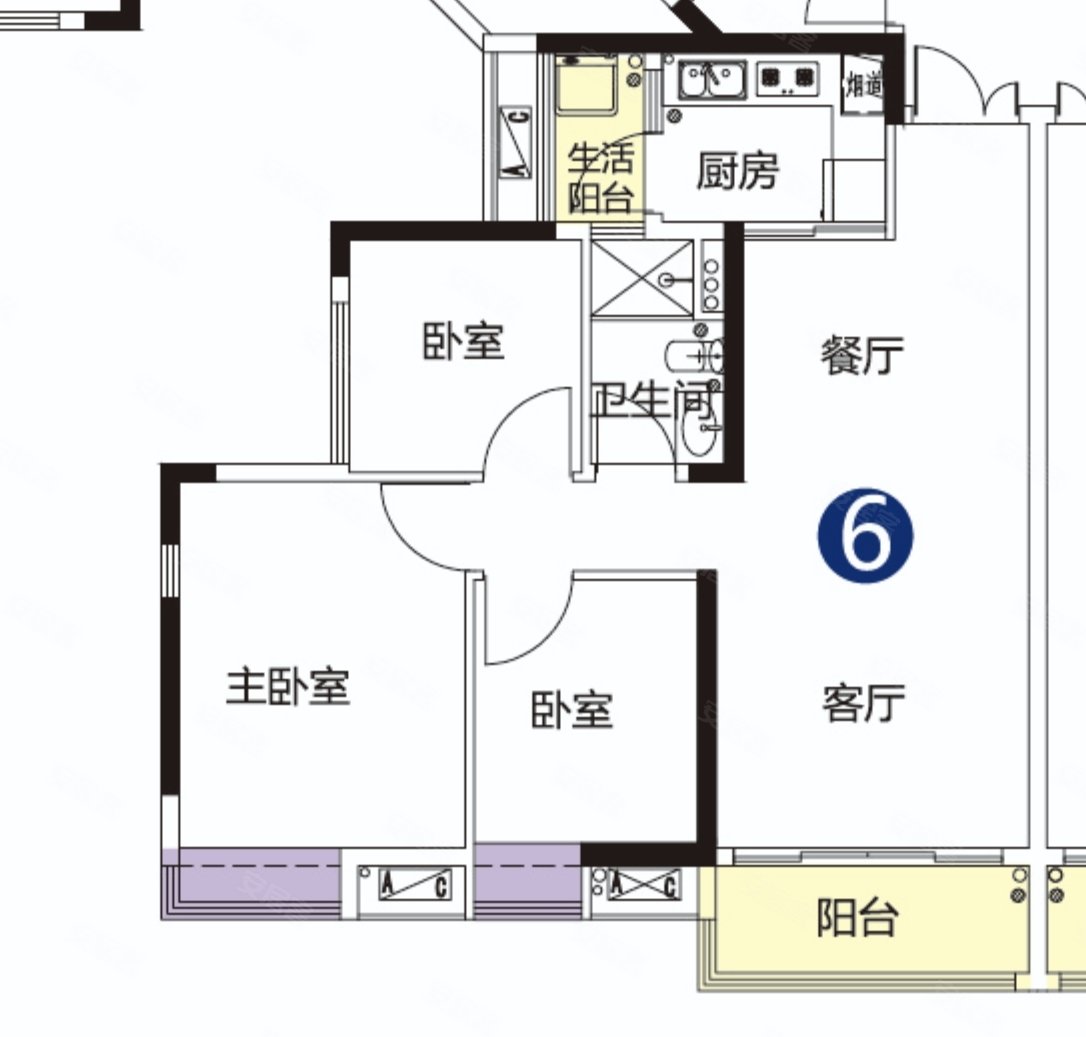 中天未来方舟d17组团3室2厅1卫94.61㎡南北85万