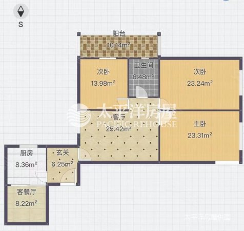上海大众汽车公寓3室2厅1卫123.12㎡南960万