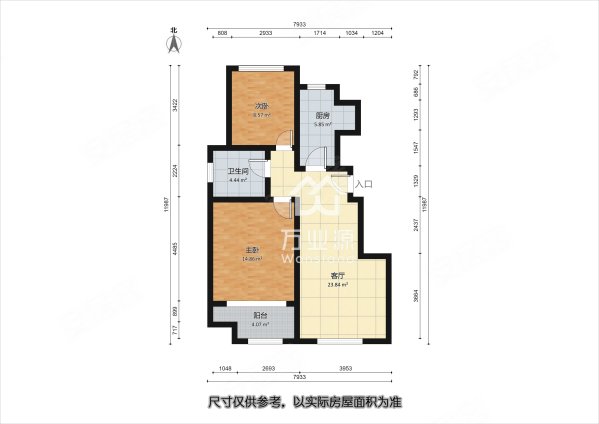 旭辉香郡2室1厅1卫84.03㎡南北78万