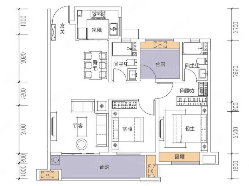 湾田望江府3房2厅 户型周正 次新小区 随时看房,湾田望江府(东区)二手