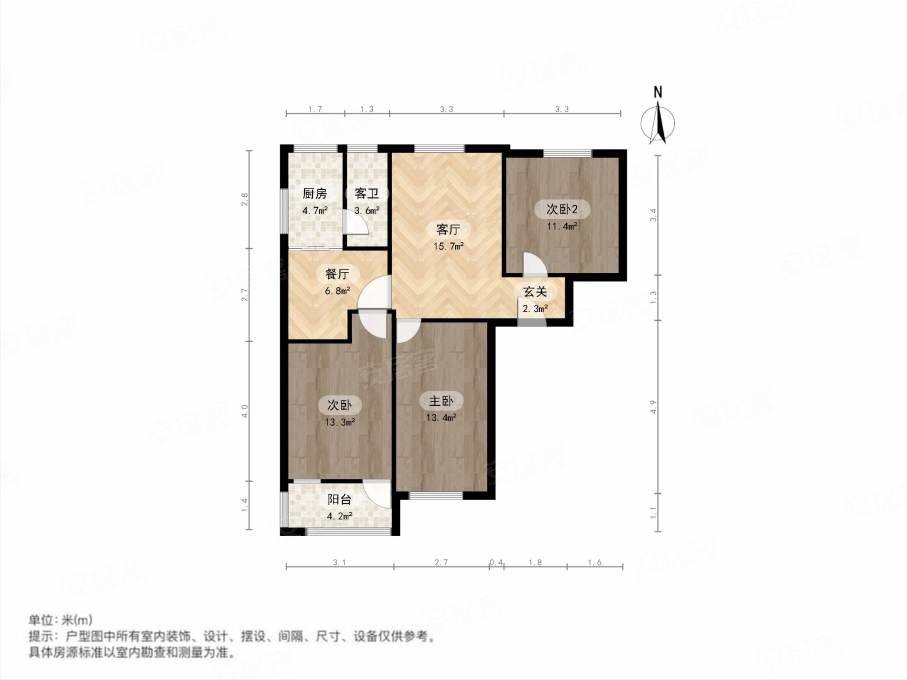 江西省财政厅住宅小区3室1厅1卫97㎡南北105万