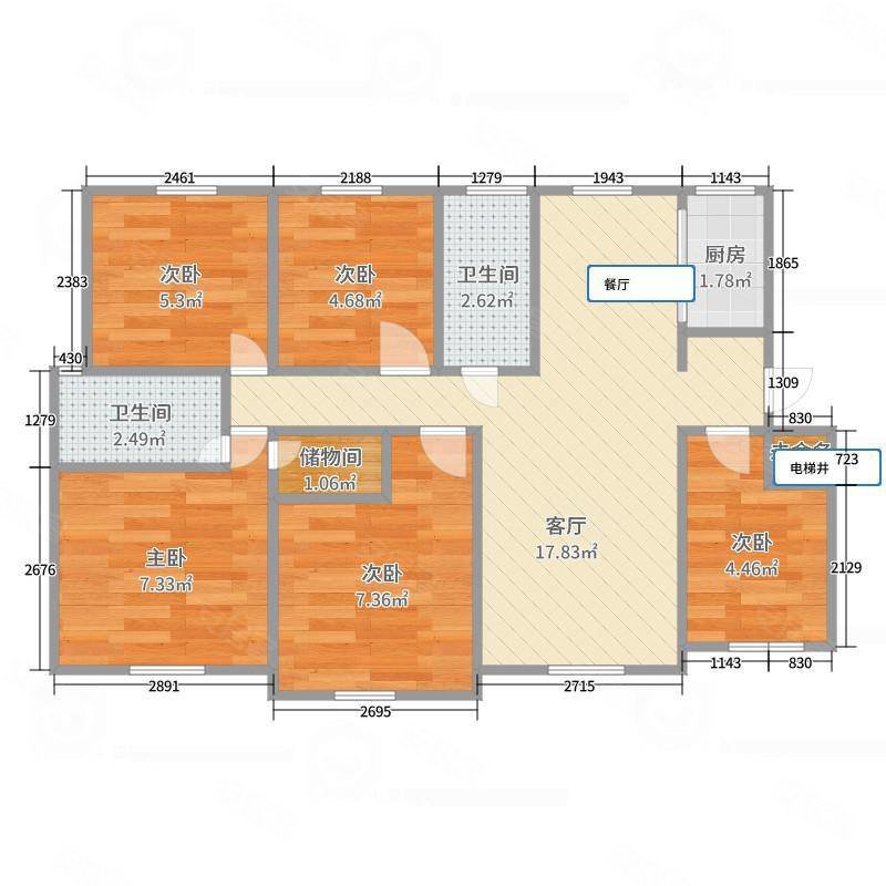 翰林学府5室2厅2卫182㎡南北120万