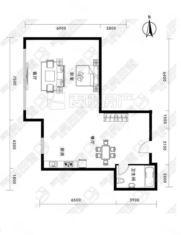 蓝堡国际公寓1室0厅1卫45㎡西448万