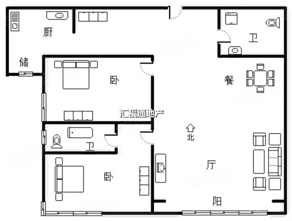 君临天下御景园2室2厅2卫104㎡西南100万