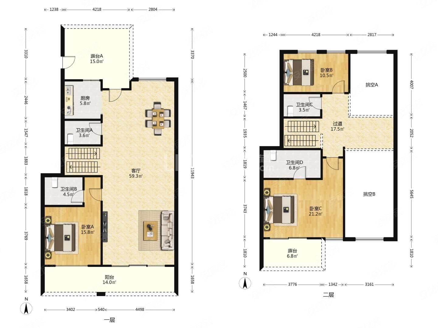 叠拼别墅中叠毛坯 送车位 送入户花园,中海曲江大城雍宸二手房,650万
