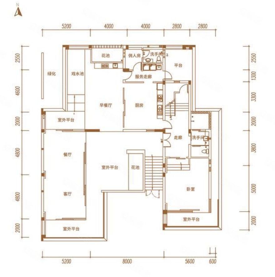 钻石海岸二期(别墅)4室3厅5卫135㎡南北1300万