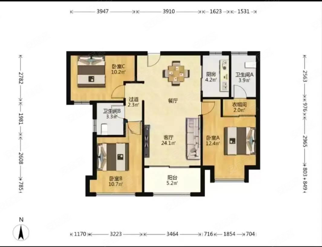 建发央著房高层住宅三房南北通透比同户型便宜30万